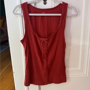 Aerie Red Ribbed Tank Top